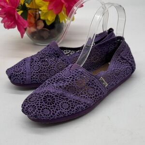 TOMS Purple Crochet Alpargata Flats Size 7.5